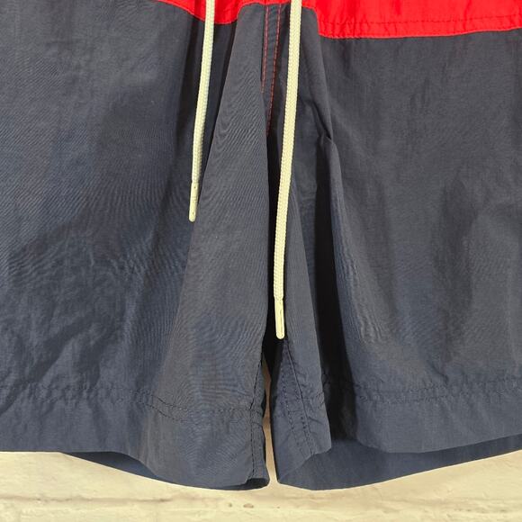 F Tommy Hilfiger Red Navy Colorblock Swim Trunks Shorts Mens Size L Preppy - Picture 4 of 10